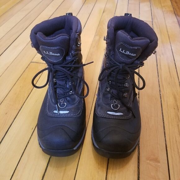 L.L.Bean Tek 2.5 Black Leather Waterproof Hiking PrimaLoft Mid Calf Boots 7 - Picture 4 of 10